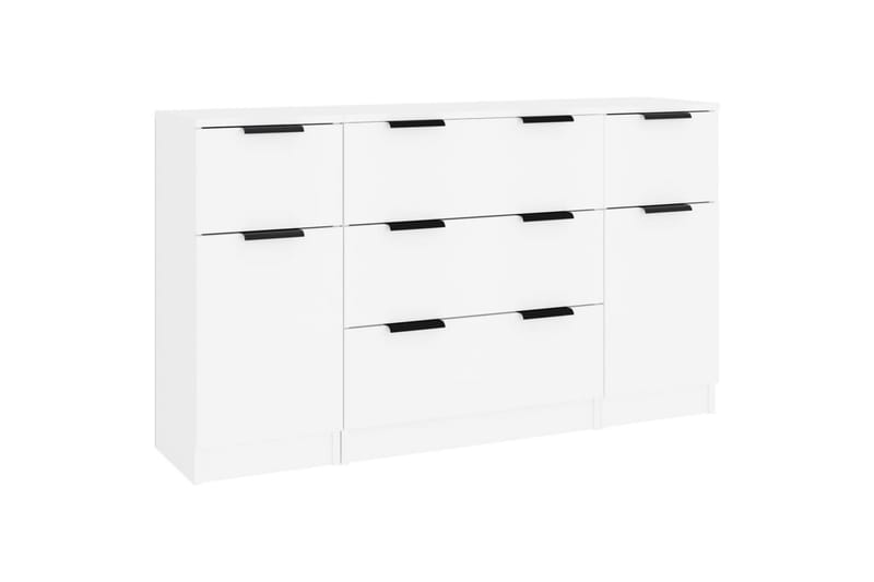 beBasic Skänk 3 delar vit konstruerat trä - White - Sideboard & skänk