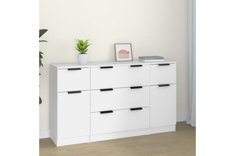 beBasic Skänk 3 delar vit konstruerat trä - White - Sideboard & skänk