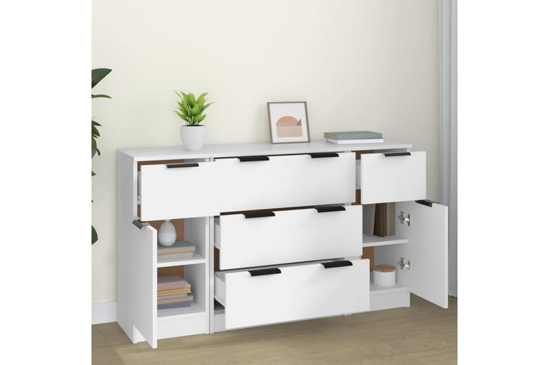 beBasic Skänk 3 delar vit konstruerat trä - White - Sideboard & skänk