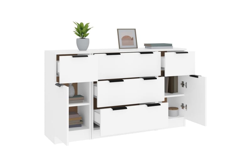 beBasic Skänk 3 delar vit konstruerat trä - White - Sideboard & skänk