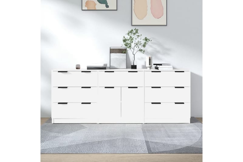 beBasic Skänk 3 delar vit konstruerat trä - White - Sideboard & skänk