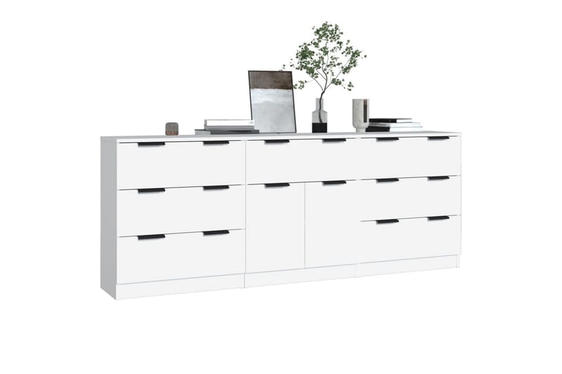 beBasic Skänk 3 delar vit konstruerat trä - White - Sideboard & skänk