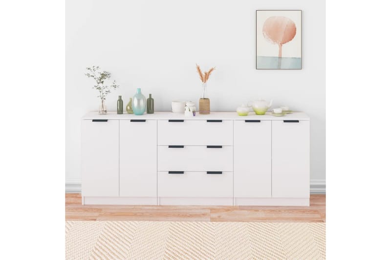 beBasic Skänk 3 delar vit konstruerat trä - White - Sideboard & skänk