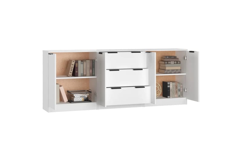 beBasic Skänk 3 delar vit konstruerat trä - White - Sideboard & skänk