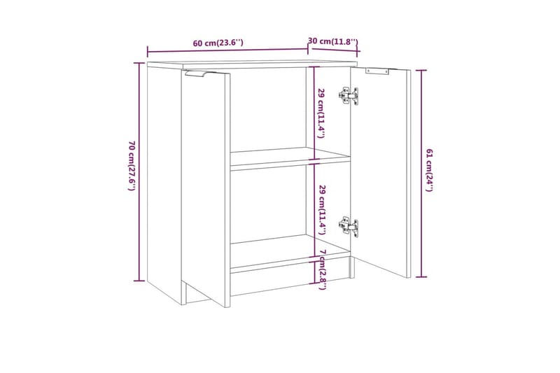 beBasic Skänk 3 delar vit konstruerat trä - White - Sideboard & skänk