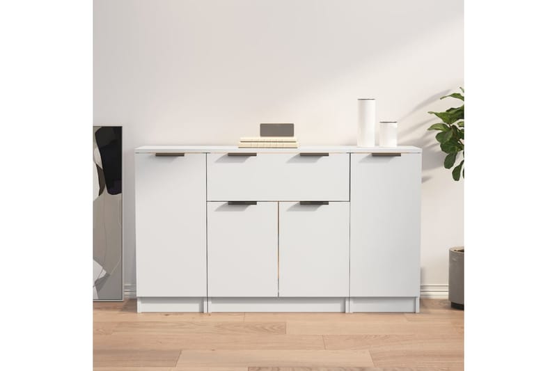 beBasic Skänk 3 delar Vit konstruerat trä - White - Sideboard & skänk