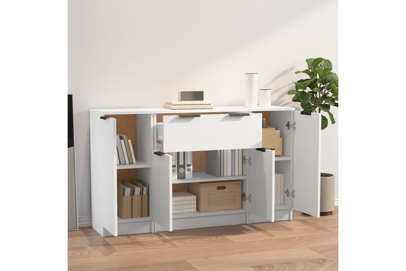 beBasic Skänk 3 delar Vit konstruerat trä - White - Sideboard & skänk