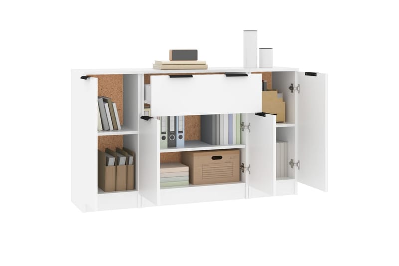 beBasic Skänk 3 delar Vit konstruerat trä - White - Sideboard & skänk