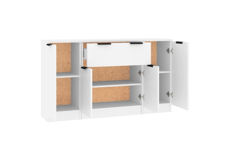 beBasic Skänk 3 delar Vit konstruerat trä - White - Förvaring - Förvaringsmöbler - Sideboard & skänk