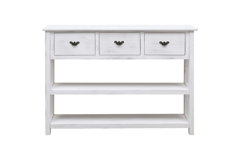 beBasic Skänk antikvit 108x30x76 cm massivt kejsarträ - White - Sideboard & skänk