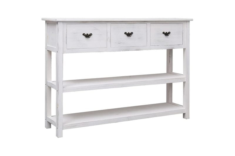 beBasic Skänk antikvit 108x30x76 cm massivt kejsarträ - White - Sideboard & skänk