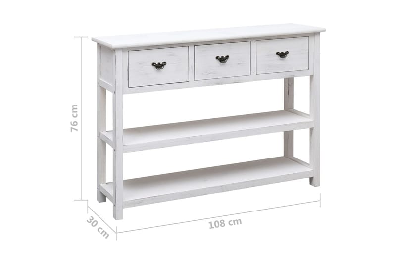 beBasic Skänk antikvit 108x30x76 cm massivt kejsarträ - White - Sideboard & skänk