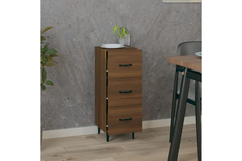 beBasic Skänk brun ek 34,5x34x90 cm konstruerat trä - Brown - Sideboard & skänk