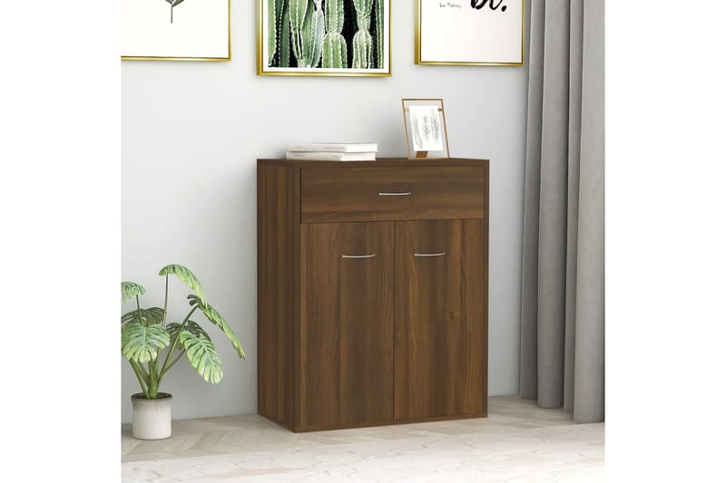 beBasic Skänk brun ek 60x30x75 cm konstruerat trä - Brown - Sideboard & skänk