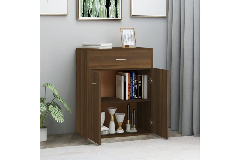 beBasic Skänk brun ek 60x30x75 cm konstruerat trä - Brown - Sideboard & skänk