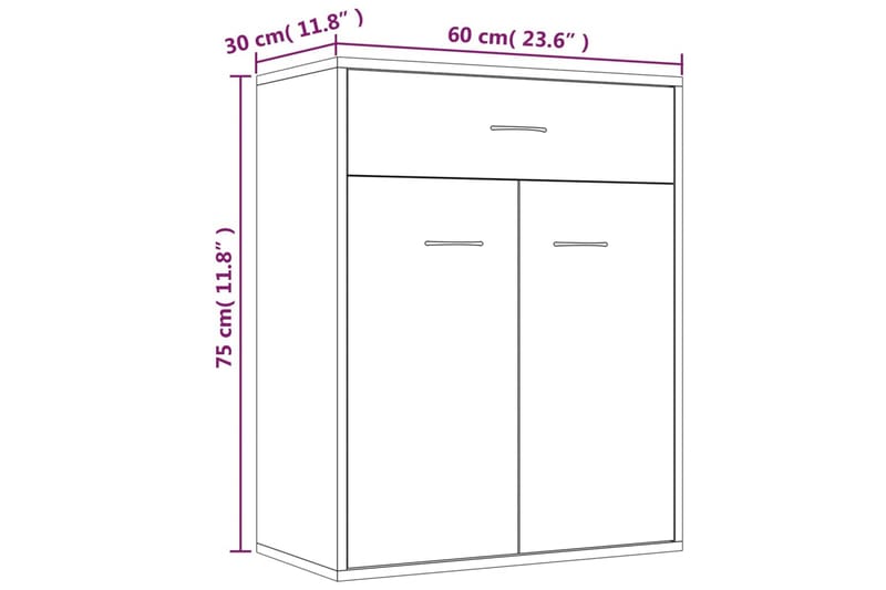 beBasic Skänk brun ek 60x30x75 cm konstruerat trä - Brown - Sideboard & skänk