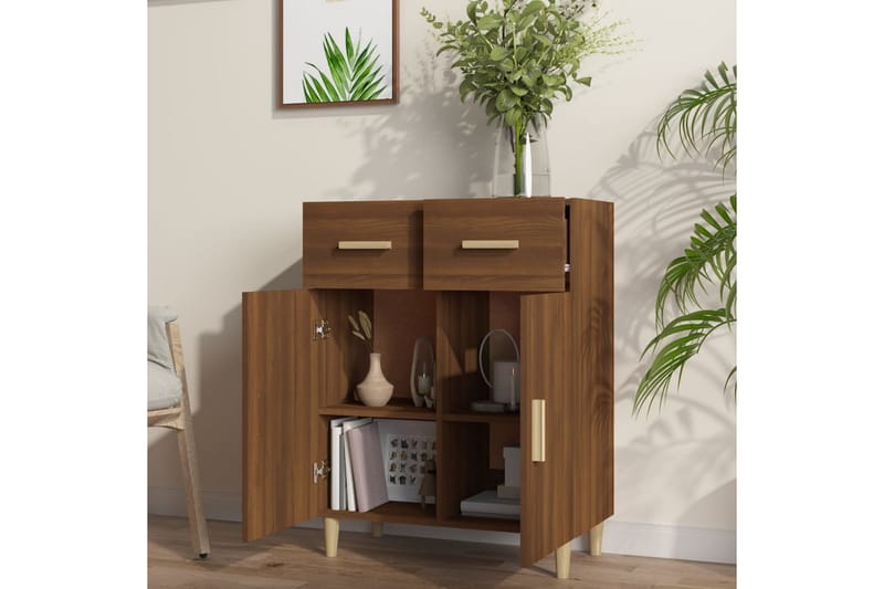 beBasic Skänk brun ek 69,5x34x89 cm konstruerat trä - Brown - Sideboard & skänk