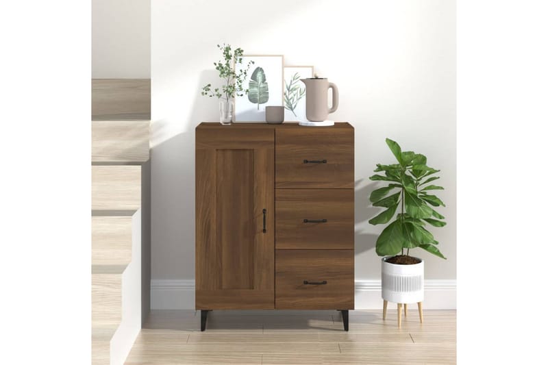 beBasic Skänk brun ek 69,5x34x90 cm konstruerat trä - Brown - Sideboard & skänk