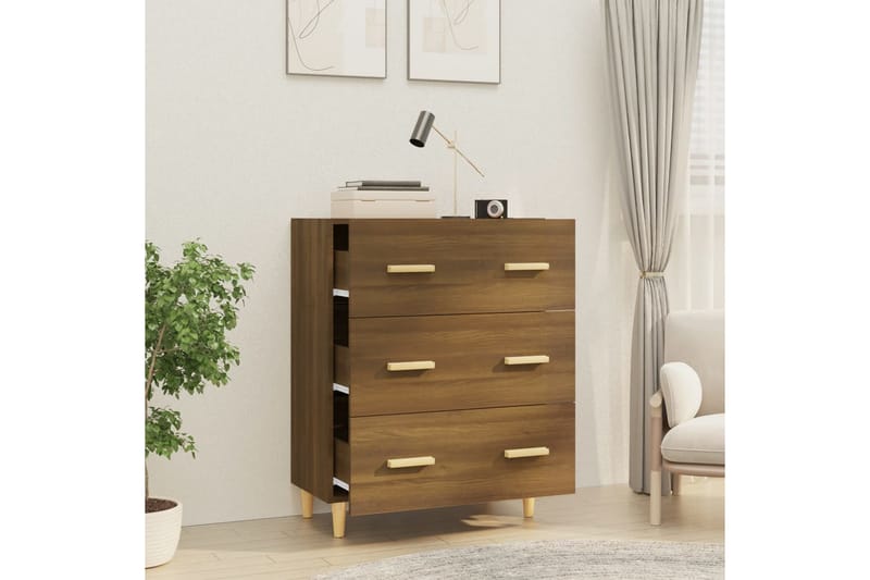 beBasic Skänk brun ek 70x34x90 cm konstruerat trä - Brown - Förvaring - Förvaringsmöbler - Sideboard & skänk