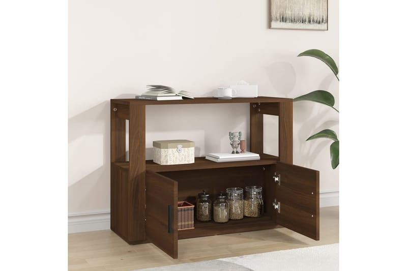 beBasic Skänk brun ek 80x30x60 cm konstruerat trä - Brown - Förvaring - Förvaringsmöbler - Sideboard & skänk