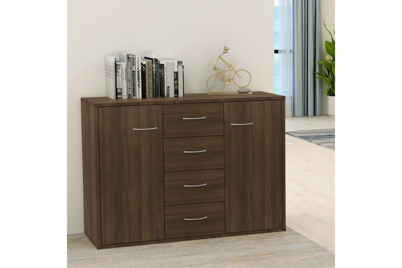 beBasic Skänk brun ek 88x30x65 cm konstruerat trä - Brown - Sideboard & skänk