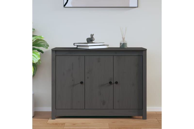 beBasic Skänk grå 100x35x74 cm massiv furu - Grey - Sideboard & skänk