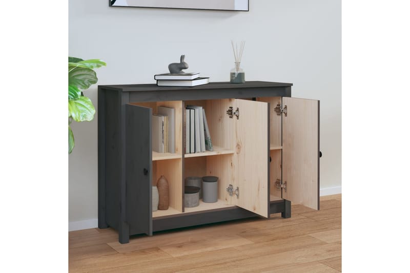 beBasic Skänk grå 100x35x74 cm massiv furu - Grey - Förvaring - Förvaringsmöbler - Sideboard & skänk