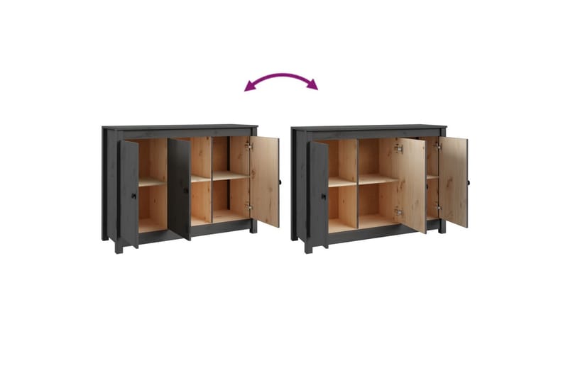 beBasic Skänk grå 100x35x74 cm massiv furu - Grey - Förvaring - Förvaringsmöbler - Sideboard & skänk