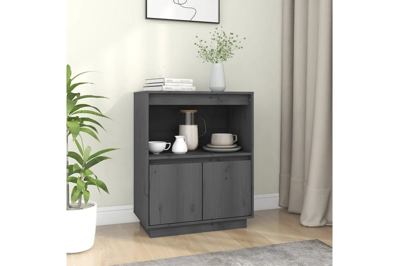 beBasic Skänk grå 60x34x75 cm massiv furu - Grey - Sideboard & skänk