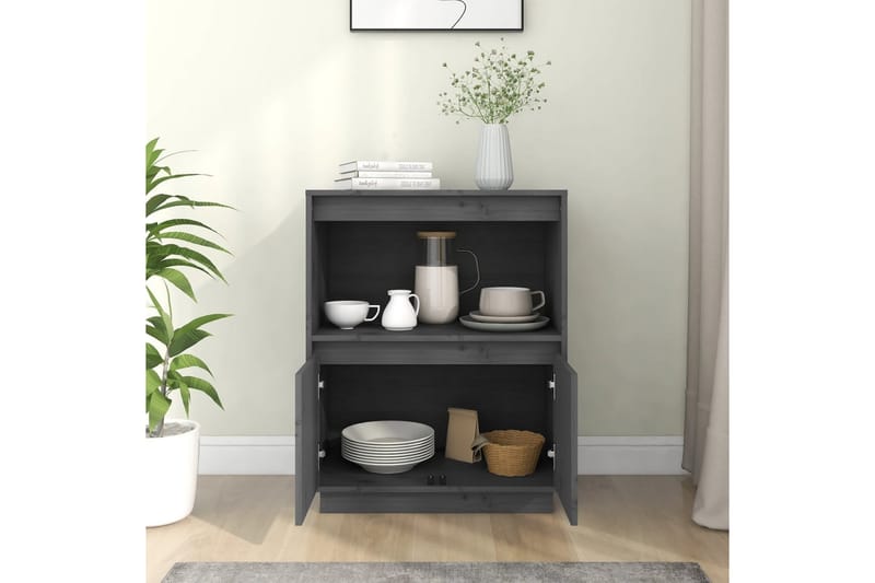 beBasic Skänk grå 60x34x75 cm massiv furu - Grey - Förvaring - Förvaringsmöbler - Sideboard & skänk