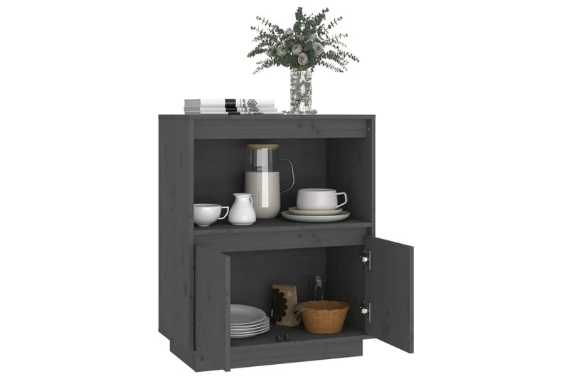 beBasic Skänk grå 60x34x75 cm massiv furu - Grey - Sideboard & skänk