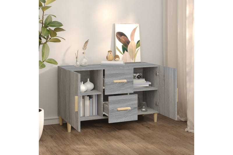 beBasic Skänk grå sonoma 100x36x60 cm konstruerat trä - Grey - Förvaring - Förvaringsmöbler - Sideboard & skänk