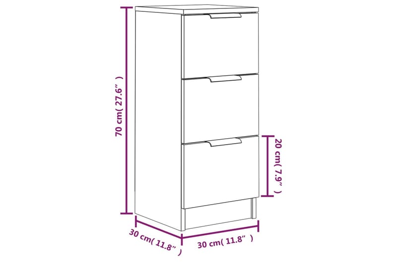 beBasic Skänk grå sonoma 30x30x70 cm konstruerat trä - Grey - Sideboard & skänk