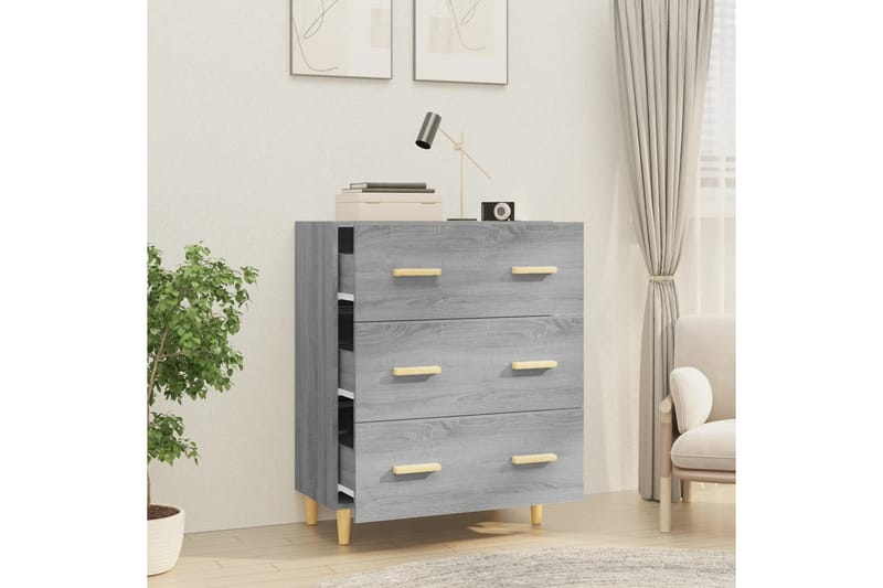 beBasic Skänk grå sonoma 70x34x90 cm konstruerat trä - Grey - Sideboard & skänk
