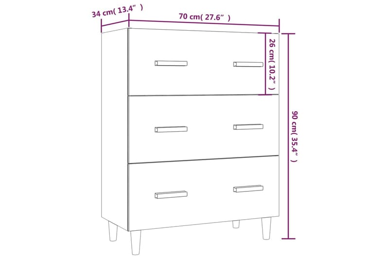 beBasic Skänk grå sonoma 70x34x90 cm konstruerat trä - Grey - Förvaring - Förvaringsmöbler - Sideboard & skänk