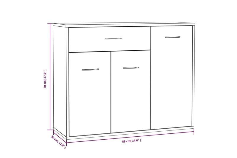 beBasic Sk�änk grå sonoma 88x30x70 cm konstruerat trä - Grey - Förvaring - Förvaringsmöbler - Sideboard & skänk