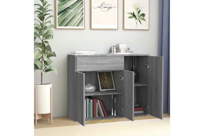 beBasic Skänk grå sonoma 88x30x70 cm konstruerat trä - Grey - Sideboard & skänk