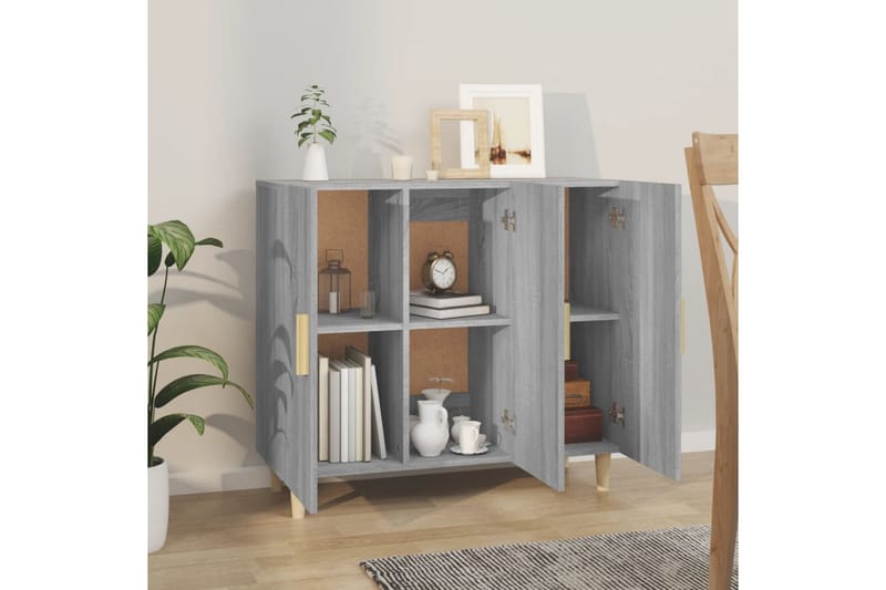 beBasic Skänk grå sonoma 90x34x80 cm konstruerat trä - Grey - Sideboard & skänk