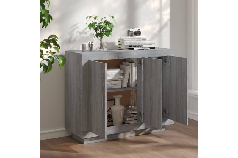 beBasic Skänk grå sonoma 92x35x75 cm konstruerat trä - Grey - Sideboard & skänk