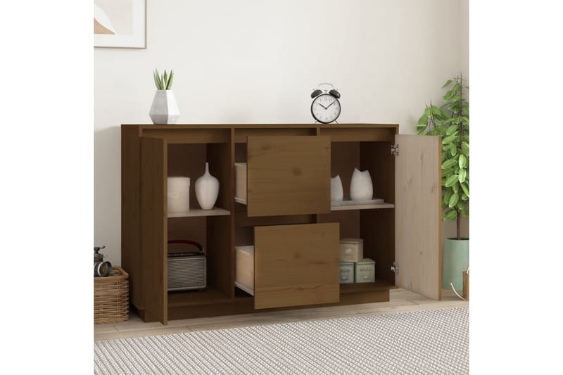 beBasic Skänk honungsbrun 111x34x75 cm massiv furu - Brown - Sideboard & skänk