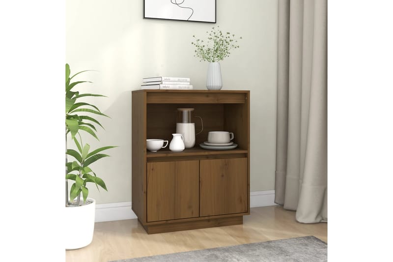 beBasic Skänk honungsbrun 60x34x75 cm massiv furu - Brown - Sideboard & skänk