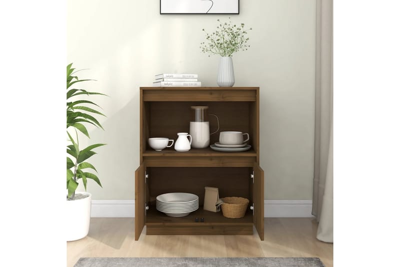 beBasic Skänk honungsbrun 60x34x75 cm massiv furu - Brown - Sideboard & skänk