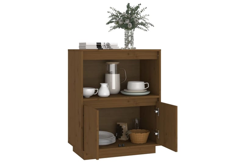 beBasic Skänk honungsbrun 60x34x75 cm massiv furu - Brown - Sideboard & skänk