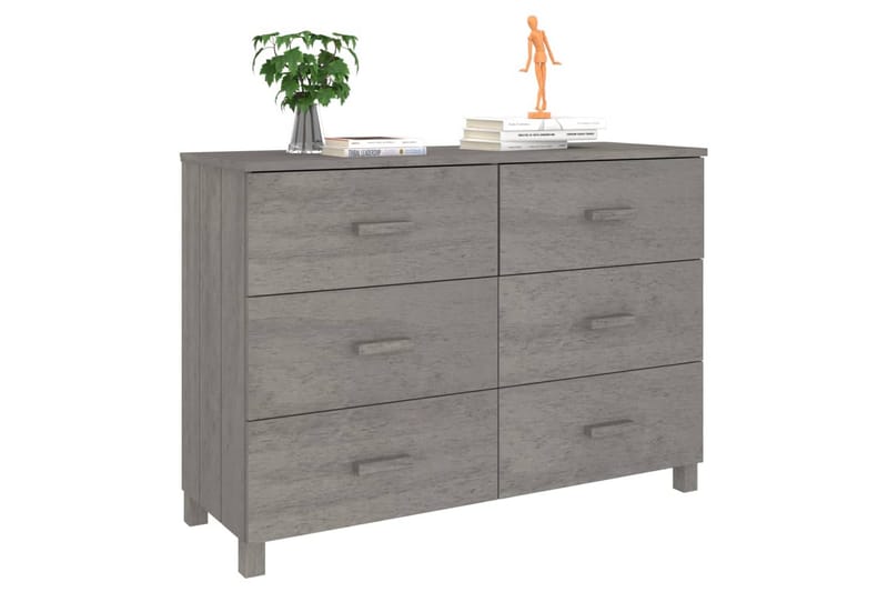 beBasic Skänk ljusgrå 113x40x80 cm massiv furu - Grey - Sideboard & skänk