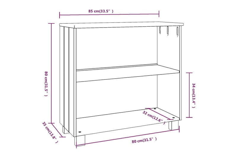 beBasic Skänk mörkgrå 85x35x80 cm massiv furu - Grey - Förvaring - Förvaringsmöbler - Sideboard & skänk