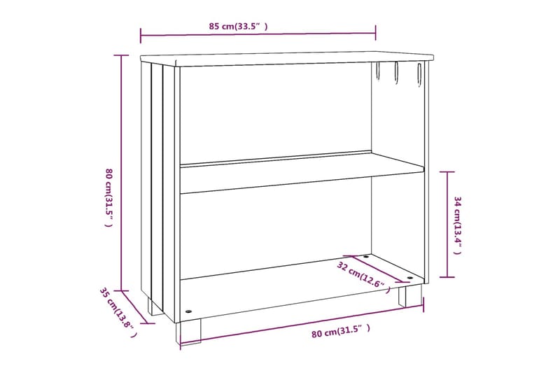 beBasic Skänk mörkgrå 85x35x80 cm massiv furu - Grey - Sideboard & skänk