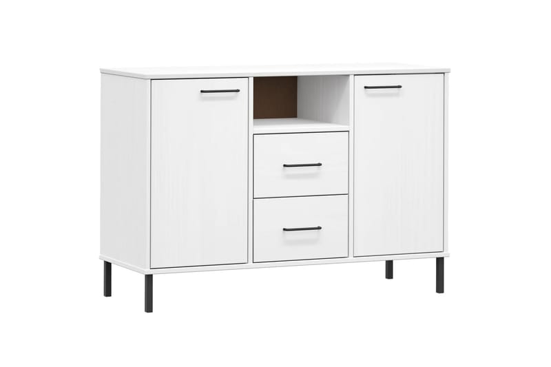 beBasic Skänk med metallben OSLO vit 113x40x77 cm massivt trä - White - Förvaring - Förvaringsmöbler - Sideboard & skänk