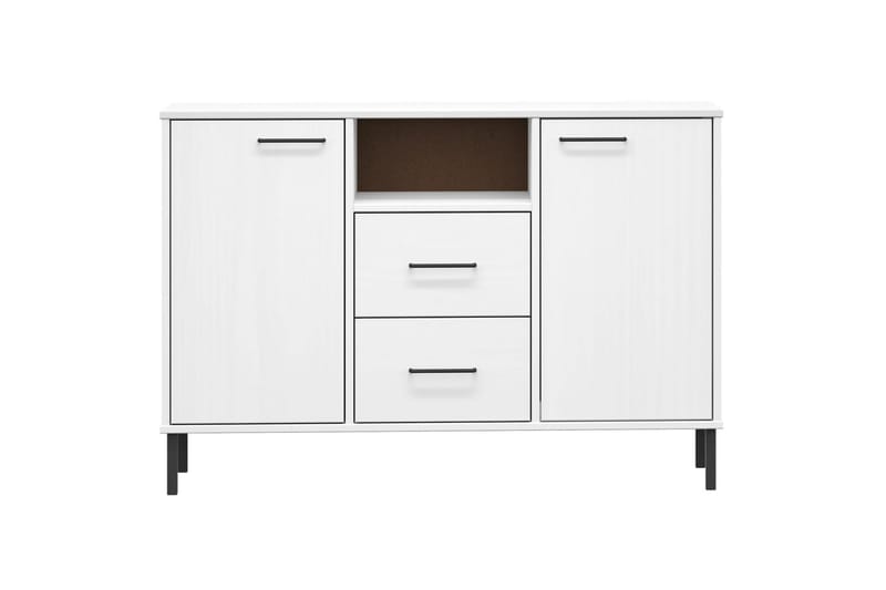 beBasic Skänk med metallben OSLO vit 113x40x77 cm massivt trä - White - Sideboard & skänk