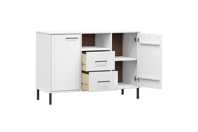 beBasic Skänk med metallben OSLO vit 113x40x77 cm massivt trä - White - Sideboard & skänk