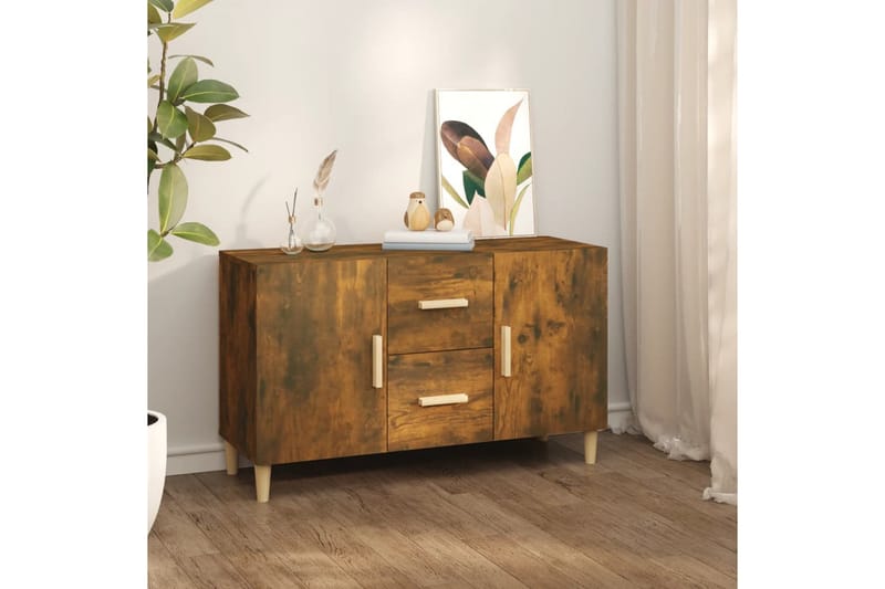 beBasic Skänk rökfärgad ek 100x36x60 cm konstruerat trä - Brown - Sideboard & skänk